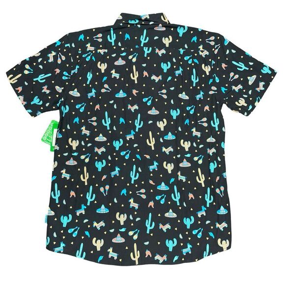 NWT Tipsy Elves Midnight Fiesta Mens XXL Black Hawaiian Shirt Button Up - Picture 2 of 9